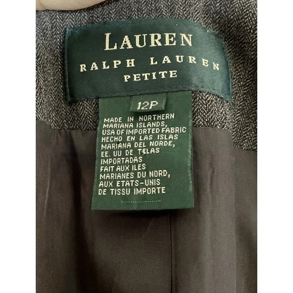 Lauren Ralph Lauren Grey Stripe Wool Blend Blazer Women‎ 12P 3 Buttons Business - Picture 5 of 7
